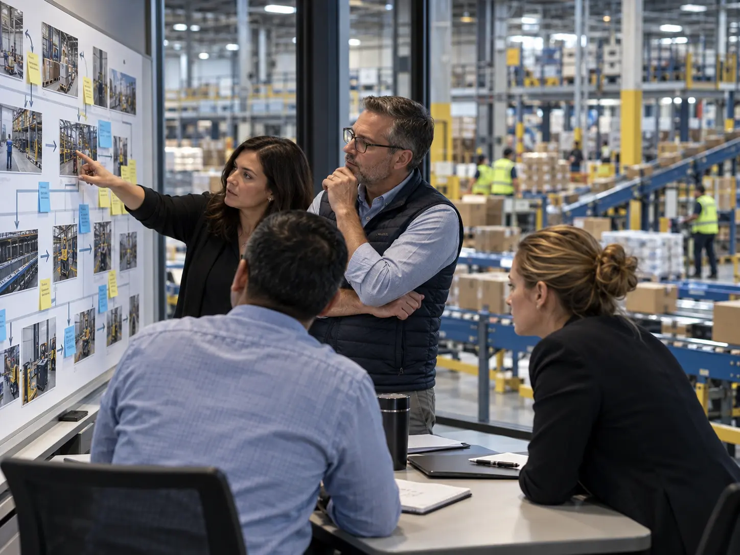 Operations leaders identifying bottlenecks and handoffs in a live process