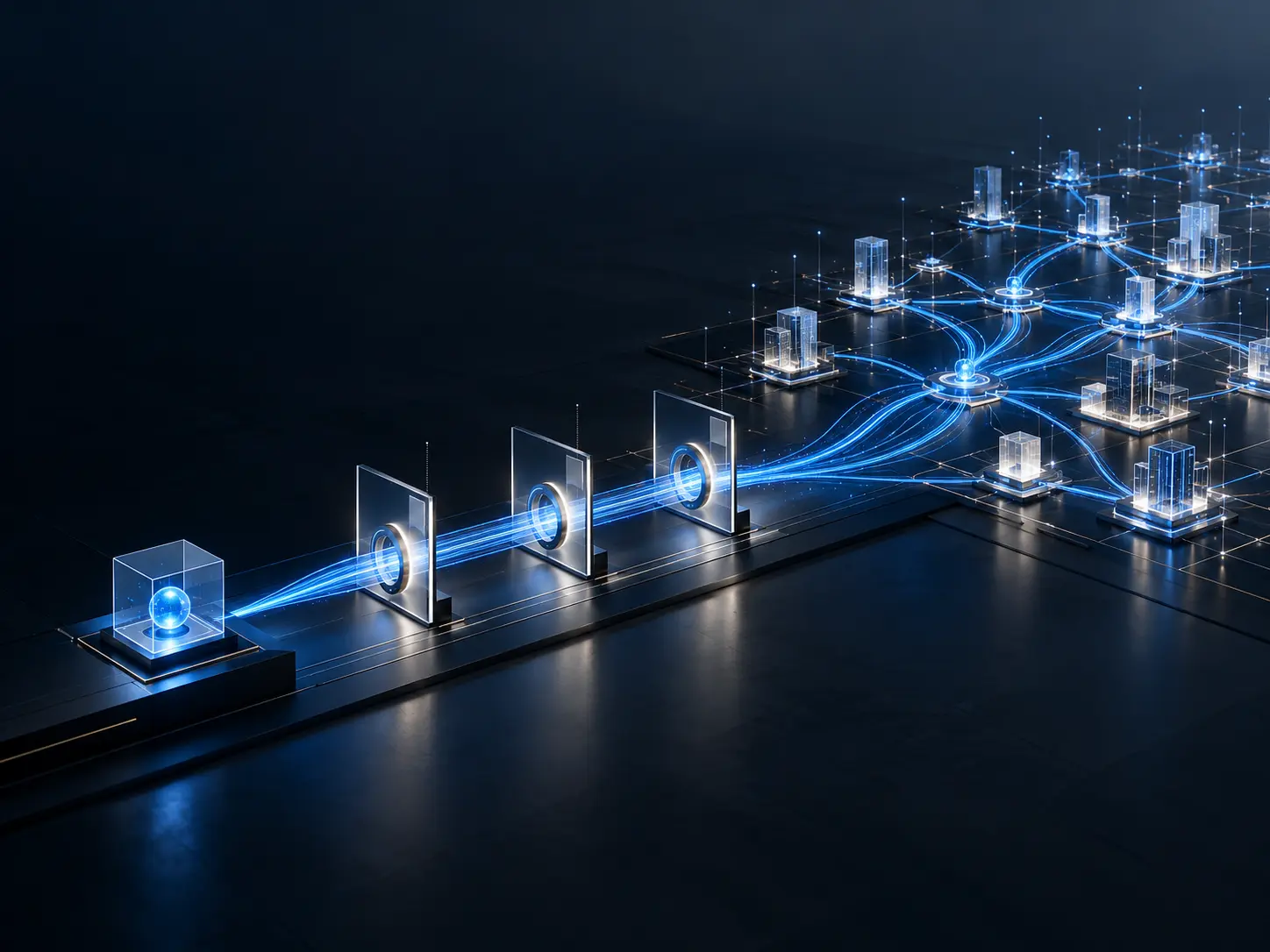 A controlled automation pilot progressing through validation gates into enterprise scale